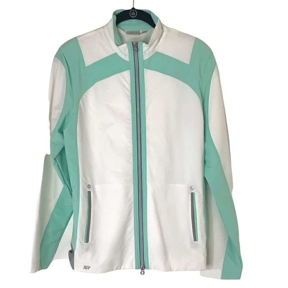 Tail Active White Aqua Gray M Tennis/Track Jacket